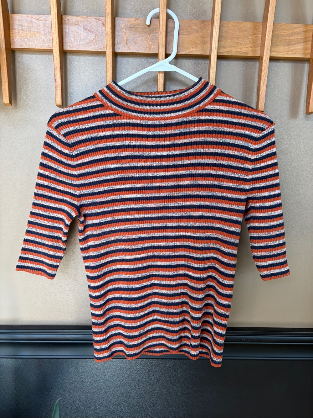 Madewell Striped Knit Tee in Orange, Navy & Cream